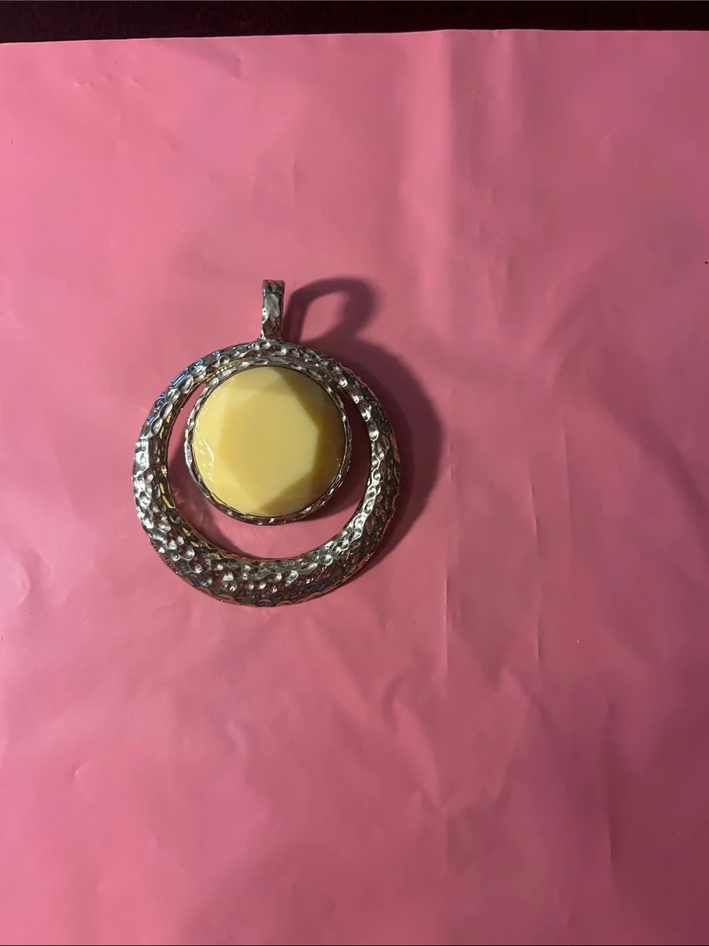 Premier Designs Long Pearl Necklace & Hammered Yellow Pendant Bundle